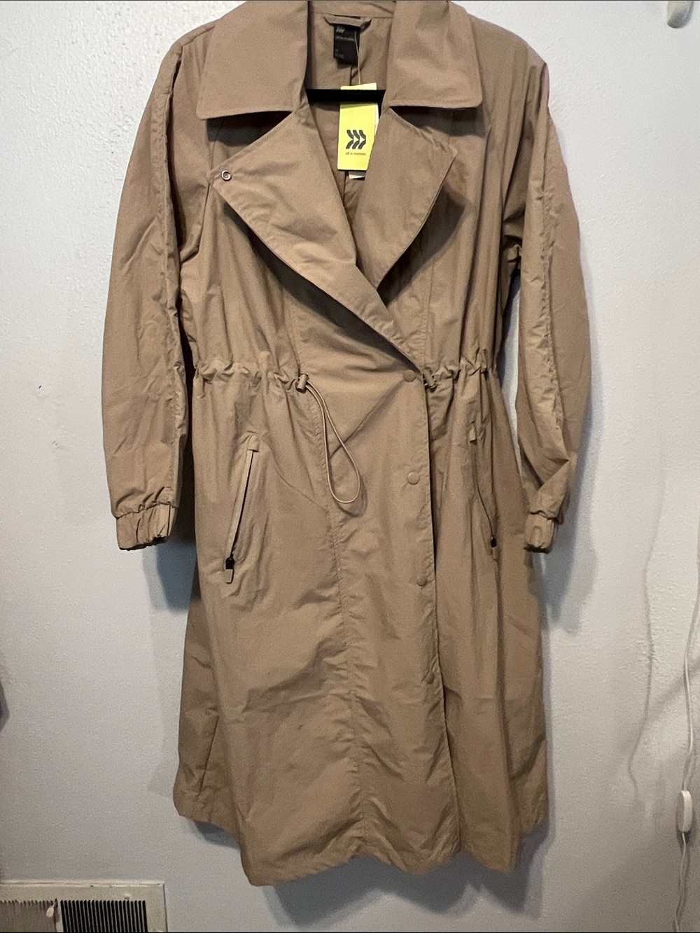 All in motion ptp 20 Taupe Drawstring Trench Coat will fit Medium